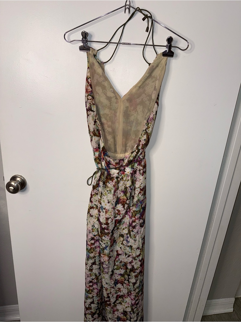 GUESS Los Angeles Floral Halter Maxi Dress Y2K Boho Watercolor Multicolor - Picture 6 of 9
